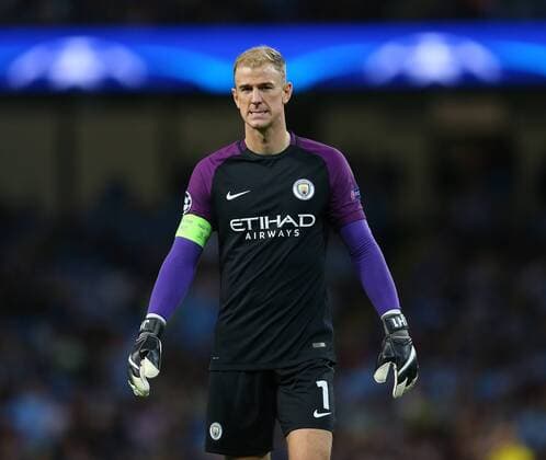 Joe Hart of Manchester City gets emotional as the fans chant his name during the Champions League Play Off 2nd Leg match at the Etihad Stadium, Manchester. Picture date: August 24th, 2016. Pic Simon Bellis Sportimage EDITORIAL USE ONLY. No use with unauthorised audio, video, data, fixture lists, club league logos or live services. Online in-match use limited to 120 images, no video emulation. No use in betting, games or single club league player publications.