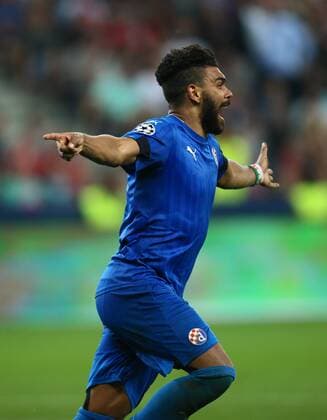 SOCCER - UEFA CL quali, RBS vs Zagreb SALZBURG,AUSTRIA,24.AUG.16 - SOCCER - UEFA Champions League, Play-off qualification, Red Bull Salzburg vs GNK Dinamo Zagreb. Image shows the rejoicing of El Arabi Hilal Soudani (Zagreb). GEPAxpictures xFelixxRoittner