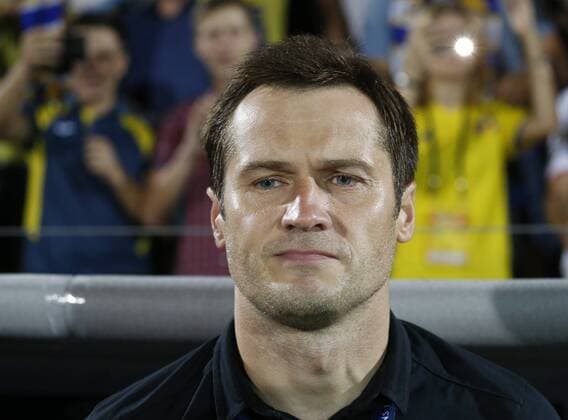 ROSTOV-ON-DON, RUSSIA - AUGUST 24, 2016: Rostov s acting head coach Dmitry Kirichenko in the 2016 17 UEFA Champions League First playoff round 2nd leg match against Ajax Amsterdam at Olimp-2 Stadium. FC Rostov won the game 4:1. Valery Matytsin TASS  TS02E7FF