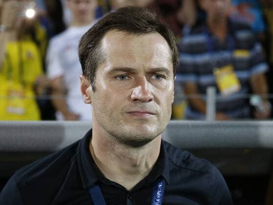 ROSTOV-ON-DON, RUSSIA - AUGUST 24, 2016: Rostov s acting head coach Dmitry Kirichenko in the 2016 17 UEFA Champions League First playoff round 2nd leg match against Ajax Amsterdam at Olimp-2 Stadium. FC Rostov won the game 4:1. Valery Matytsin TASS  TS02E801