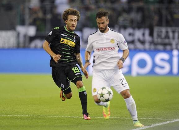Borussia Park Mönchengladbach, NRW, 24.8.2016, Champions League Qualifikation, 2016 17, Play-off, Rückspiel Borussia Mönchengladbach (Moenchengladbach, Gladbach) vs Young Boys Bern (SUI) ----- Fabian Johnson (Gladbach), Scott Sutter