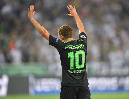 24.08.2016, Fussball, Saison 2016 2017, Champions League Qualifikation, Play-off, Borussia Moenchengladbach - Young Boys Bern 6:1, Jubel Thorgan Hazard (Borussia Moenchengladbach)