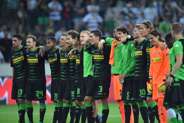24.08.2016, Fussball, Saison 2016 2017, Champions League Qualifikation, Play-off, Borussia Moenchengladbach - Young Boys Bern 6:1, Gladbachs Spieler feiern den Sieg