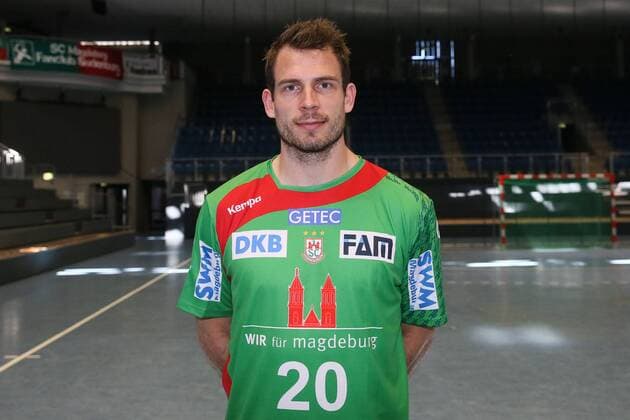 Handball, 1. BL, SC Magdeburg Porträttermin Mads Christiansen (SC Magdeburg) - Handball Bundesliga Saison 2016-2017 Offizeller Fototermin SC Magdeburg in der GETEC Arena in Magdeburg - Einzelbild,Portrait,Deutschland, Handball, Mann, Maenner,25.08.2016