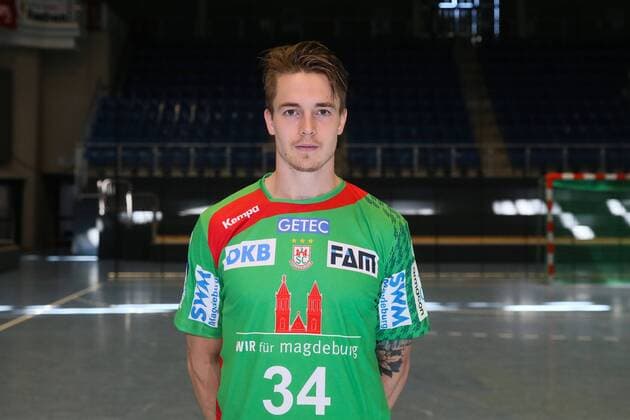 Handball, 1. BL, SC Magdeburg Porträttermin Michael Damgaard (SC Magdeburg) - Handball Bundesliga Saison 2016-2017 Offizeller Fototermin SC Magdeburg in der GETEC Arena in Magdeburg - Einzelbild,Portrait,Deutschland, Handball, Mann, Maenner,25.08.2016