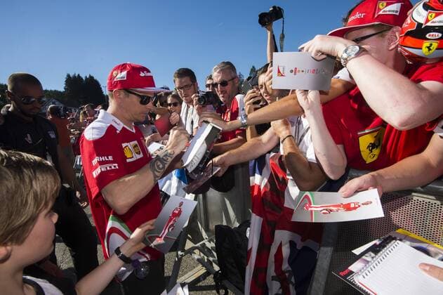Finnish Kimi Raikkonen of Scuderia Ferrari pictured during an autographs session at the Grand Prix F1 of Belgium, in Spa-Francorchamps, Thursday 25 August 2016. The Spa-Francorchamps Formula One Grand Prix takes place this weekend, from August 26 until August 28. NICOLASxLAMBERT  x04918587x