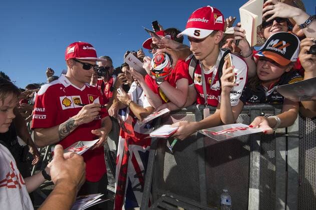 Finnish Kimi Raikkonen of Scuderia Ferrari pictured during an autographs session at the Grand Prix F1 of Belgium, in Spa-Francorchamps, Thursday 25 August 2016. The Spa-Francorchamps Formula One Grand Prix takes place this weekend, from August 26 until August 28. NICOLASxLAMBERT  x04918586x