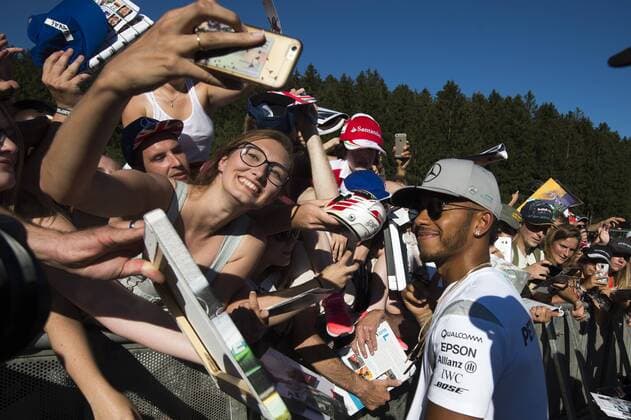 British Lewis Hamilton of Mercedes AMG Petronas F1 Team pictured during an autographs session at the Grand Prix F1 of Belgium, in Spa-Francorchamps, Thursday 25 August 2016. The Spa-Francorchamps Formula One Grand Prix takes place this weekend, from August 26 until August 28. NICOLASxLAMBERT  x04918577x