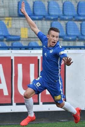 Jan Sykora of Liberec celebrates a goal during the fourth qualifying round return Europa League match Slovan Liberec vs AEK Larnaca in Liberec, Czech Republic, August 25, 2016. (CTKxPhoto RadekxPetrasek) CTKPhotoP201608250978501  PER 4