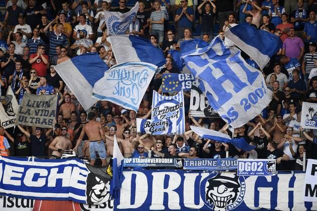 Fußball, EL Quali, KRC Genk - Lokomotiva Zagreb Genk s supporters pictured during a match between Belgian first league team KRC Genk and Croatian Lokomotiva Zagreb, the return leg of the playoff round in the Europa League competition, in Genk, Thursday 25 August 2016. First leg ended on 2-2 draw result in Croatia. YORICKxJANSENS  x04918646x