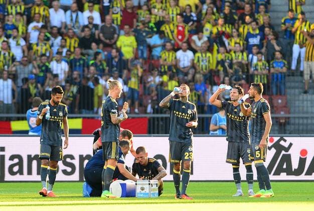 UEFA Europa league Playoff second leg match between Grasshoppers and Fenerbahce at Letzigrund Stadium in Zurich, Swiss on August 25 , 2016. Pictured: Martin Skrtel , Simon Kjaer of Fenerbahce . Not available for publication in Turkey. 