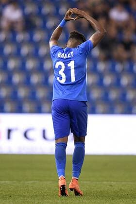 Genk s Leon Bailey celebrates after scoring during a match between Belgian first league team KRC Genk and Croatian Lokomotiva Zagreb, the return leg of the playoff round in the Europa League competition, in Genk, Thursday 25 August 2016. First leg ended on 2-2 draw result in Croatia. YORICKxJANSENS  x04918805x