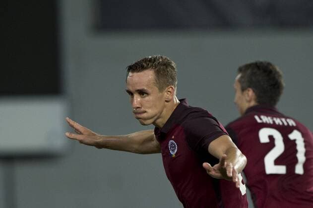 Josef Sural of Sparta celebrates a goal during the fourth qualifying round return Europa League return match Sparta Praha vs Sonderjyske in Prague, Czech Republic, August 25, 2016. (CTKxPhoto MichalxKamaryt) CTKPhotoP201608251107101  kmt 8
