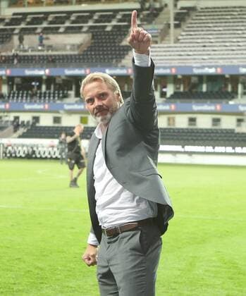 SOCCER - UEFA EL quali, Rosenborg vs A.Wien TRONDHEIM,NORWAY,25.AUG.16 - SOCCER - UEFA Europa League, Play-off qualification, BK Rosenborg Trondheim vs FK Austria Wien. Image shows the rejoicing of head coach Thorsten Fink (A.Wien). GEPAxpictures xChristianxOrt