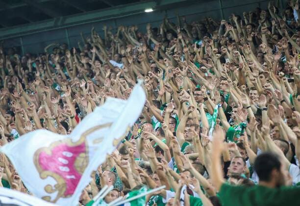 SOCCER - UEFA EL quali, Rapid vs Trencin VIENNA,AUSTRIA,25.AUG.16 - SOCCER - UEFA Europa League, Play-off qualification, SK Rapid Wien vs FK AS Trencin. Image shows fans of Rapid. Keywords: Wien Energie. GEPAxpictures xPatrickxLeuk