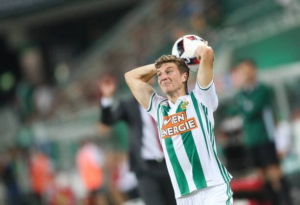 SOCCER - UEFA EL quali, Rapid vs Trencin VIENNA,AUSTRIA,25.AUG.16 - SOCCER - UEFA Europa League, Play-off qualification, SK Rapid Wien vs FK AS Trencin. Image shows Stephan Auer (Rapid). Keywords: Wien Energie. GEPAxpictures xPhilippxBrem