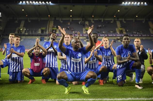 Fußball, EL Quali, KRC Genk - Lokomotiva Zagreb Genk s Neeskens Kebano celebrates after winning a match between Belgian first league team KRC Genk and Croatian Lokomotiva Zagreb, the return leg of the playoff round in the Europa League competition, in Genk, Thursday 25 August 2016. First leg ended on 2-2 draw result in Croatia. YORICKxJANSENS  x04918920x