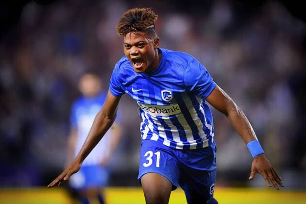 Genk s Leon Bailey celebrates after scoring during a match between Belgian first league team KRC Genk and Croatian Lokomotiva Zagreb, the return leg of the playoff round in the Europa League competition, in Genk, Thursday 25 August 2016. First leg ended on 2-2 draw result in Croatia. YORICKxJANSENS  x04919032x