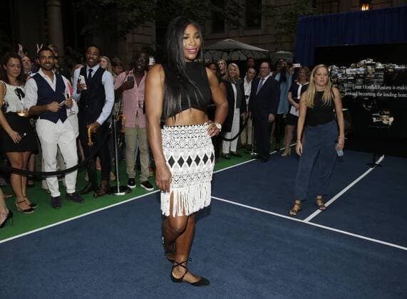 Serena WILLIAMS arrives for photos when Serena Williams, Venus Williams and Rafael Nadal participate in a Virtual Tennis Tournament at Lotte New York Palace on August 25, 2016 in New York City. The US Open Tennis Championships begin on Monday.  NYP20160825108 JOHNxANGELILLO