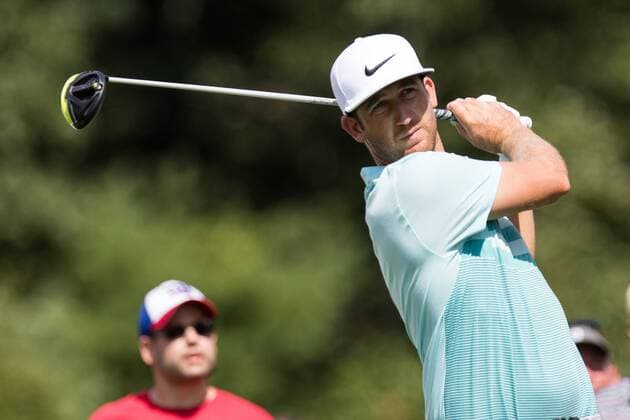 August 25, 2016: Kevin Chappell follows his tee shot during the first round of play at The Barclays, on the Black course, at Bethpage State Park in Farmingdale, NY. (Photo by David Hahn Icon Sportswire) GOLF: AUG 25 PGA Golf Herren - The Barclays - First Round Icon160825013 EDITORIAL USE ONLY