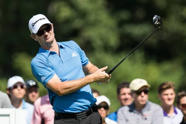 August 25, 2016: Justin Rose at the tee box during the first round of play at The Barclays, on the Black course, at Bethpage State Park in Farmingdale, NY. (Photo by David Hahn Icon Sportswire) GOLF: AUG 25 PGA Golf Herren - The Barclays - First Round Icon160825009 EDITORIAL USE ONLY