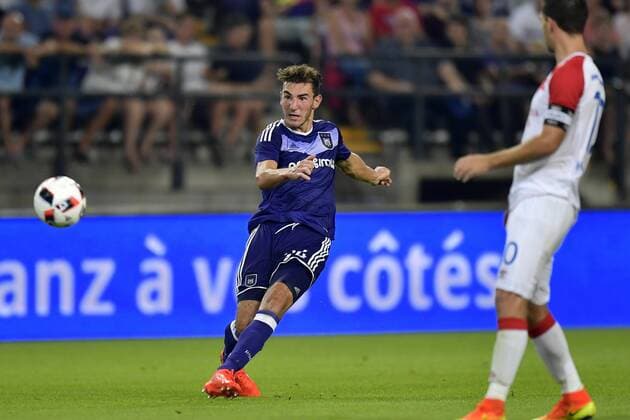 BRUSSELS, BELGIUM - AUGUST 25 : Michael Heylen defender of RSC Anderlecht scores a goal FOOTBALL : Anderlecht vs Slavia Praha - Europa League - Bruxelles - 25 08 2016 PhotoNews Panoramic 