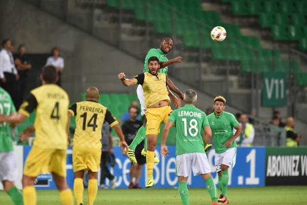 Kevin Theophile Catherine (saint etienne) vs Lidor Cohen (beitar) - Fussball, Europa League Quali, AS Saint Etienne vs. Beitar Jerusalem - 25 08 2016 FredericChambert Panoramic 