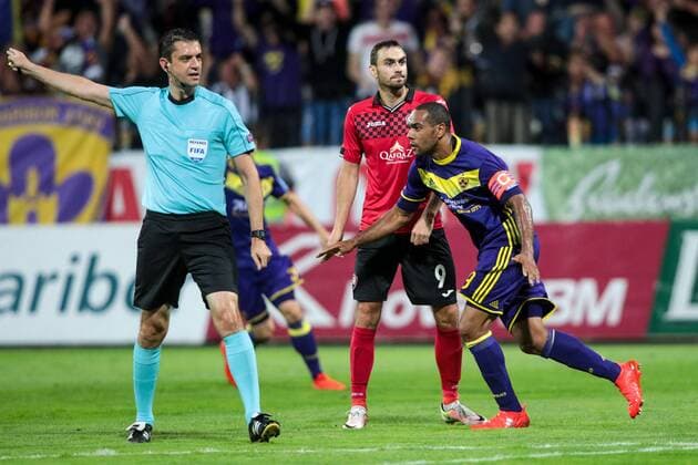25.08.2016, Ljudski vrt, Maribor, SLO, UEFA EL, NK Maribor vs Gabala FK, im Bild Marcos Morales Tavares 9 of NK Maribor celebrates after scoring a goal during the UEFA Europaleague Play off 2nd Leg Match between NK Maribor and Gabala FK at the Ljudski vrt in Maribor, Slovenia on 2016 08 25. Maribor  EP_stida  