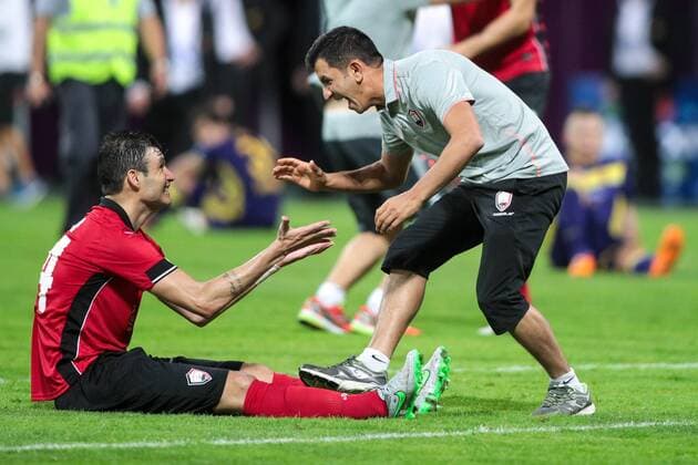 25.08.2016, Ljudski vrt, Maribor, SLO, UEFA EL, NK Maribor vs Gabala FK, im Bild Players of Gabal celebrate during the UEFA Europaleague Play off 2nd Leg Match between NK Maribor and Gabala FK at the Ljudski vrt in Maribor, Slovenia on 2016 08 25. Maribor  EP_stida  