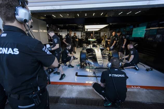Illustration picture shows Mercedes AMG Petronas F1 Team during a practice session at the Grand Prix F1 of Belgium, in Spa-Francorchamps, Friday 26 August 2016. The Spa-Francorchamps Formula One Grand Prix takes place this weekend, from August 26 until August 28. NICOLASxLAMBERT  x04919125x