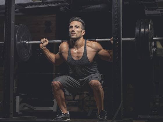 Bodybuilder in gym model released Symbolfoto  MADF001101