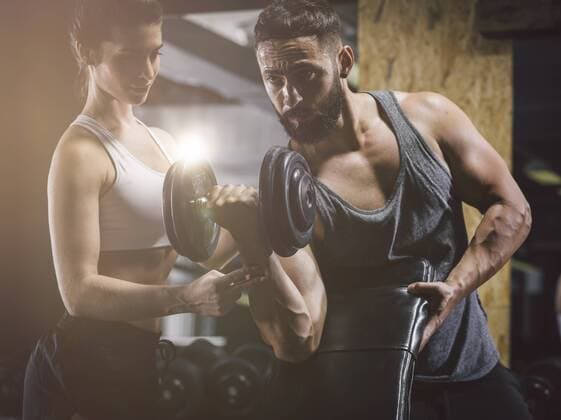 Fitness, couple in gym model released Symbolfoto  MADF001011