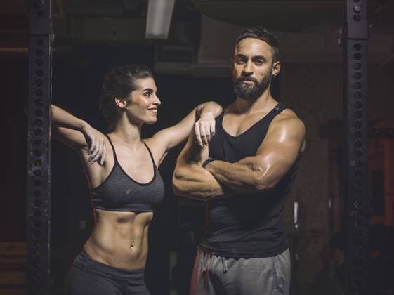 Fitness, couple in gym model released Symbolfoto  MADF001028