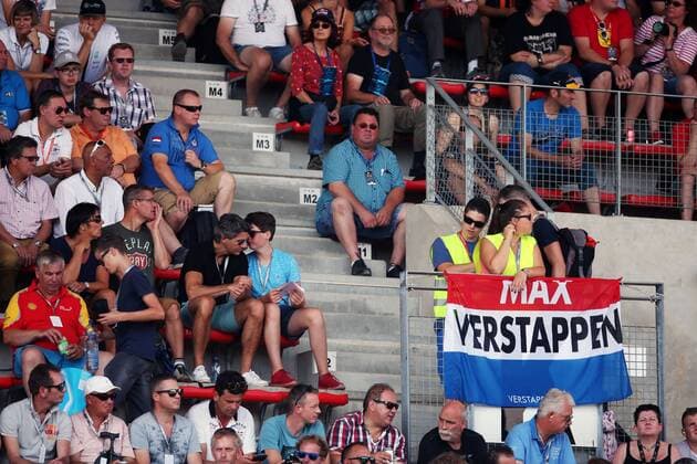 Belgian Grand Prix, Spa Francorchamps 25 - 28 August 2016 Fans and a flag for Max Verstappen (NLD) Red Bull Racing. 27.08.2016. Free Practice 3 