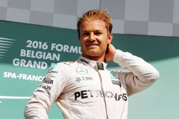 Formel 1, GP von Belgien, Sieger Nico Rosberg Belgian Grand Prix, Spa Francorchamps 25 - 28 August 2016 Race winner Nico Rosberg (GER) Mercedes AMG F1 celebrates on the podium. 28.08.2016. Race 