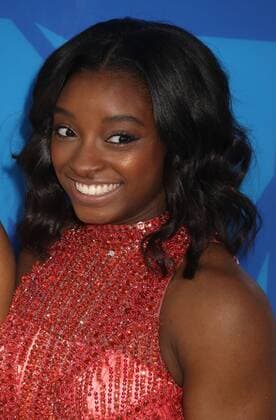 August 28, 2016 - New York, New York, U.S. - Olympic gymnast SIMONE BILES attends the arrivals at the 2016 MTV Video Music Awards held at Madison Square Garden. 2016 MTV Video Music Awards - Arrivals - ZUMAk03_