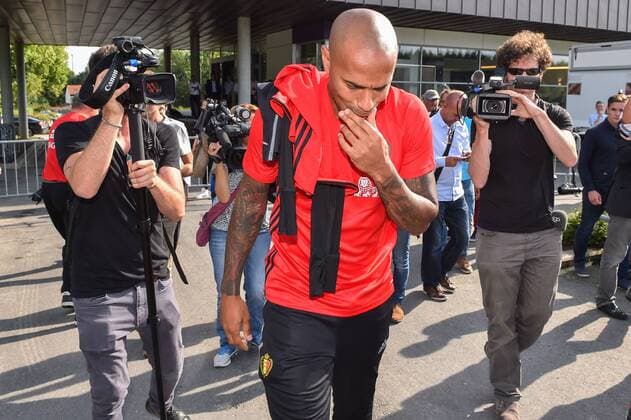 Belgium s assistant coach Thierry Henry pictured as he arrives at a training session of Belgian national soccer team Red Devils, on Monday 29 August 2016, in Brussels. The Red Devils will play a World Championships 2018 Qualification game against Cyprus on September 6th. LUCxCLAESSEN  x04921418x