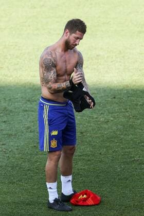 Spanish footbal Sergio Ramos team durign the first training of the concentration of Spanish football team at Ciudad del Futbol de Las Rozas before the qualifying for the Russia world cup in 2017 August 29, 2016.  (20160829060)
