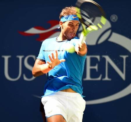 (160830) -- NEW YORK, Aug. 29, 2016 -- Rafael Nadal of Spain returns a shot to Denis Istomin of Uzbekistan during a match of the men s singles first round at the U.S. Open tennis tournament in New York, the United States, Aug. 29, 2016. Nadal won 3-0. ) (SP)U.S.-NEW YORK-TENNIS-U.S. OPEN BaoxDandan 