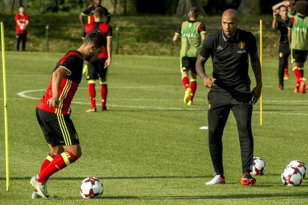 Belgium , Brussels , Aug 29 2016 - Training of the Belgian National soccer team Red Devils before the friendly game against Spain - Eden Hazard & T3 Thierry Henry Copyright Danny Gys Reporters xxGYS 