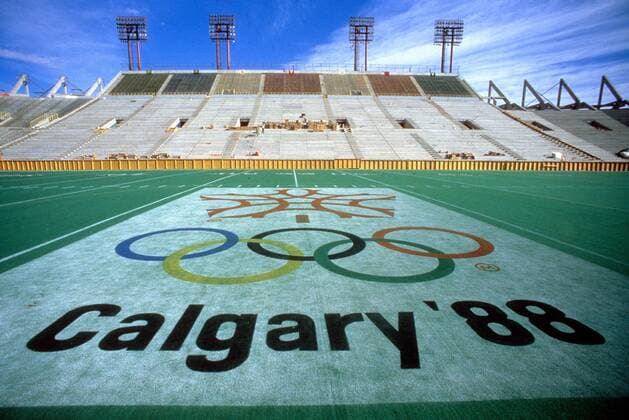 Das McMahon Stadium in Calgary, Wettkampfstätte der Olympischen Winterspiele 1988