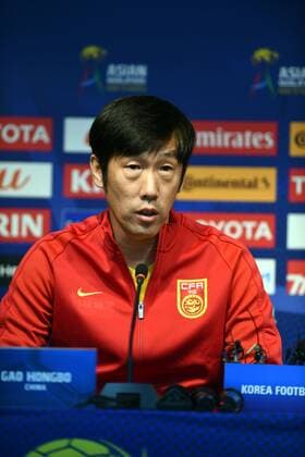 Head coach Gao Hongbo of Chinese national football team attends a press conference PK Pressekonferenz before the first leg match against South Korea during the 2018 FIFA World Cup WM Weltmeisterschaft Fussball Russia qualifier in Seoul, South Korea, 31 August 2016. Head coach Gao Hongbo meets press before Russia World Cup qualifier first leg match in Seoul  20160831_33690