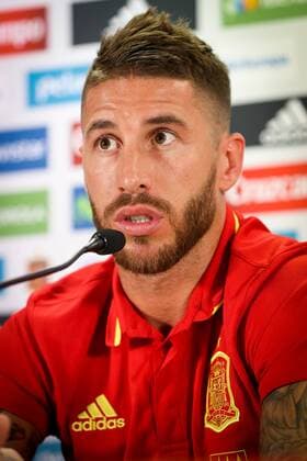 Spain s Sergio Ramos pictured during a press conference PK Pressekonferenz of the Spanish national soccer team, on Wednesday 31 August 2016, in Brussels. Tomorrow Spain is playing a friendly game against Belgian national soccer team Red Devils. VIRGINIExLEFOUR  x04922623x