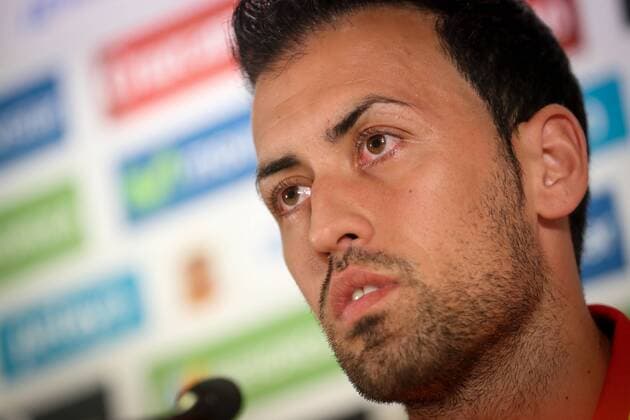 Spain s Sergio Busquets pictured during a press conference PK Pressekonferenz of the Spanish national soccer team, on Wednesday 31 August 2016, in Brussels. Tomorrow Spain is playing a friendly game against Belgian national soccer team Red Devils. VIRGINIExLEFOUR  x04922619x