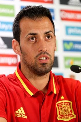 Spain s Sergio Busquets pictured during a press conference PK Pressekonferenz of the Spanish national soccer team, on Wednesday 31 August 2016, in Brussels. Tomorrow Spain is playing a friendly game against Belgian national soccer team Red Devils. VIRGINIExLEFOUR  x04922620x