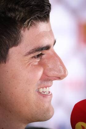 Belgium s goalkeeper Thibaut Courtois pictured during a press conference PK Pressekonferenz of Belgian national soccer team Red Devils, on Wednesday 31 August 2016, in Brussels. The Red Devils are preparing for a friendly match against Spain tomorrow, and a World Championships 2018 Qualification game against Cyprus on September 6th. VIRGINIExLEFOUR  x04922779x