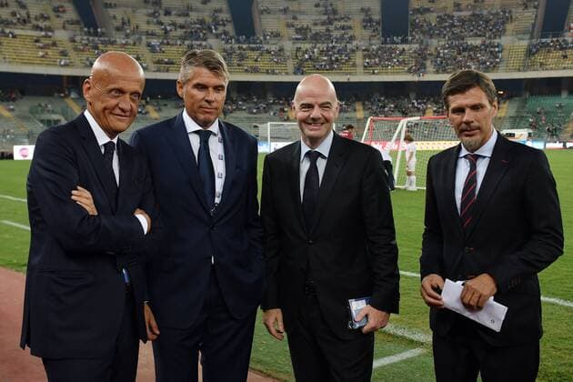 Pierluigi Collina, Roberto Rosetti, Giovanni Gianni Infantino Fifa President, Zvonimir Boban Bari 01-09-2016 Stadio San Nicola Football Friendly Match Italy - France andreaxstaccioli
