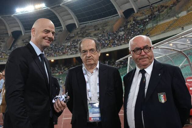Giovanni Gianni Infantino Fifa President Noel Le Fraet President FFF, Carlo Tavecchio President FIGC Bari 01-09-2016 Stadio San Nicola Football Friendly Match Italy - France andreaxstaccioli