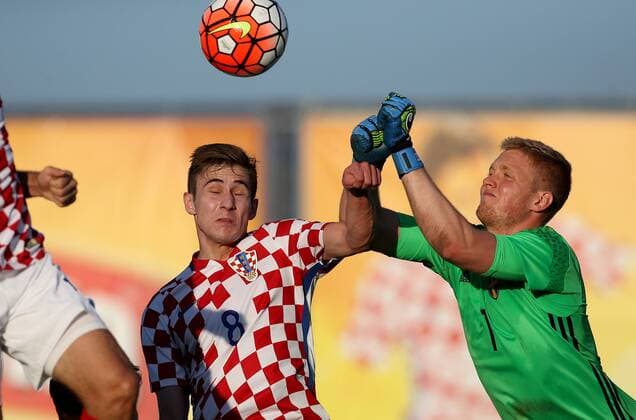 UEFA European Under-21 Championship Qualifications, Croatia - Sweden 01.09.2016., Koprivnica - Qualifying group stage of the 2017 UEFA European Under-21 Championship, group 6, Croatia - Sweden. Marko Rog, Tim Erlandsson.  IgorxKralj PIXSELL
