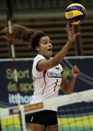 Volleyball, Damen U19-EM, Weißrussland - Deutschland 01.09.2016 Gyor Belarus-Germany European U19 women voleyball championship Vanessa Agbortabi Germany :Alesksandar Djorovic 